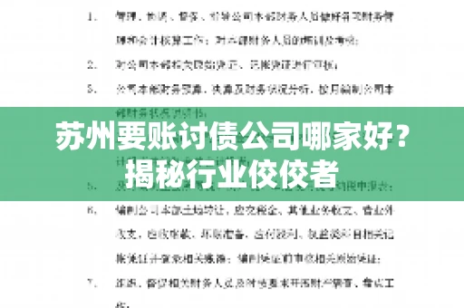 苏州要账讨债公司哪家好？揭秘行业佼佼者