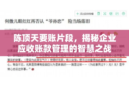 陈顶天要账片段，揭秘企业应收账款管理的智慧之战