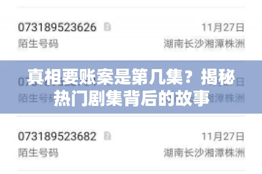 真相要账案是第几集?揭秘热门剧集背后的故事 真相要账案是第几集?揭秘热门剧集背后的故事