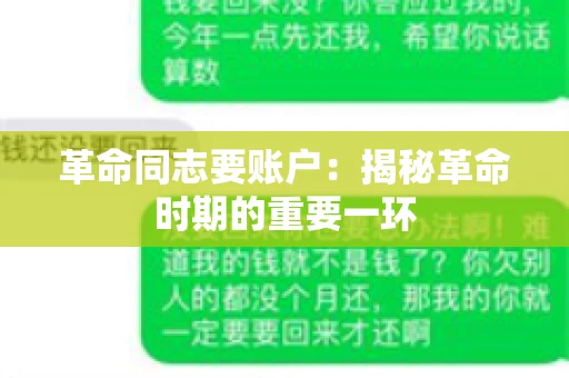 革命同志要账户：揭秘革命时期的重要一环