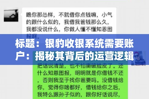 标题：银豹收银系统需要账户：揭秘其背后的运营逻辑