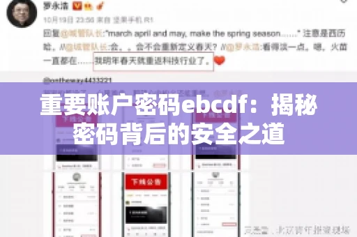 重要账户密码ebcdf：揭秘密码背后的安全之道