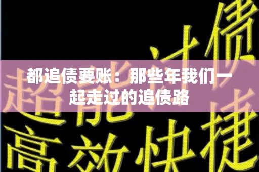都追债要账：那些年我们一起走过的追债路