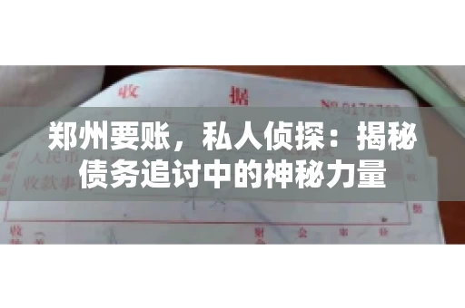 郑州要账，私人侦探：揭秘债务追讨中的神秘力量