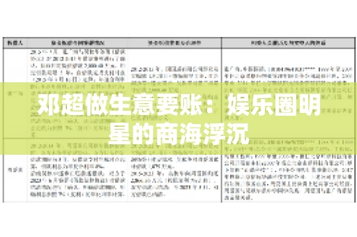 邓超做生意要账：娱乐圈明星的商海浮沉