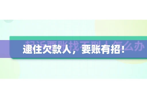 逮住欠款人,要账有招! 逮住欠款人,要账有招!