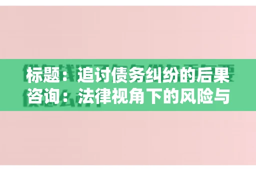 标题：追讨债务纠纷的后果咨询：法律视角下的风险与应对