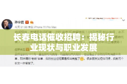 长春电话催收招聘：揭秘行业现状与职业发展